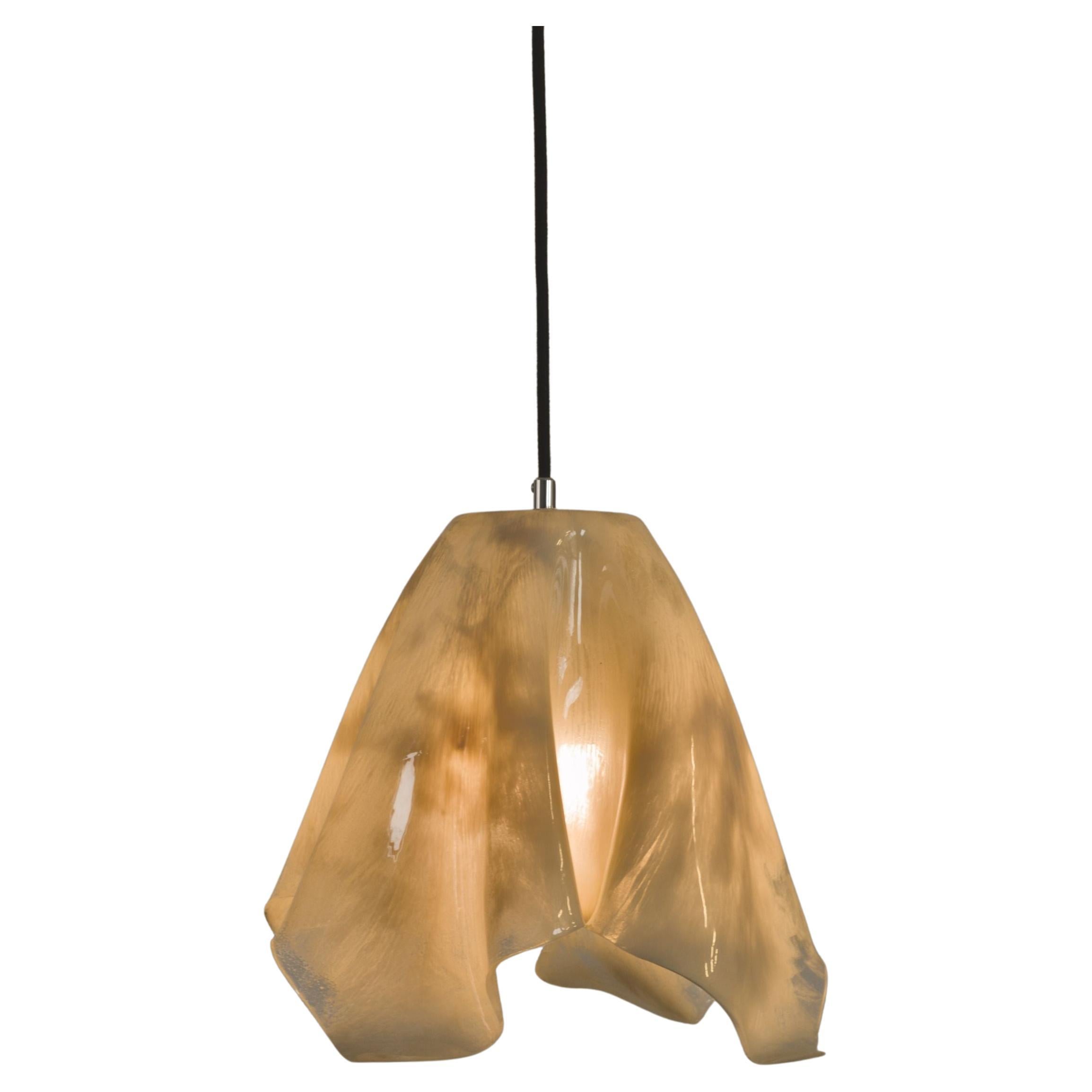 Aura Handcrafted Pendant Lamp in Neutral Beige Bio-Based Resin by Waves.STUDIO