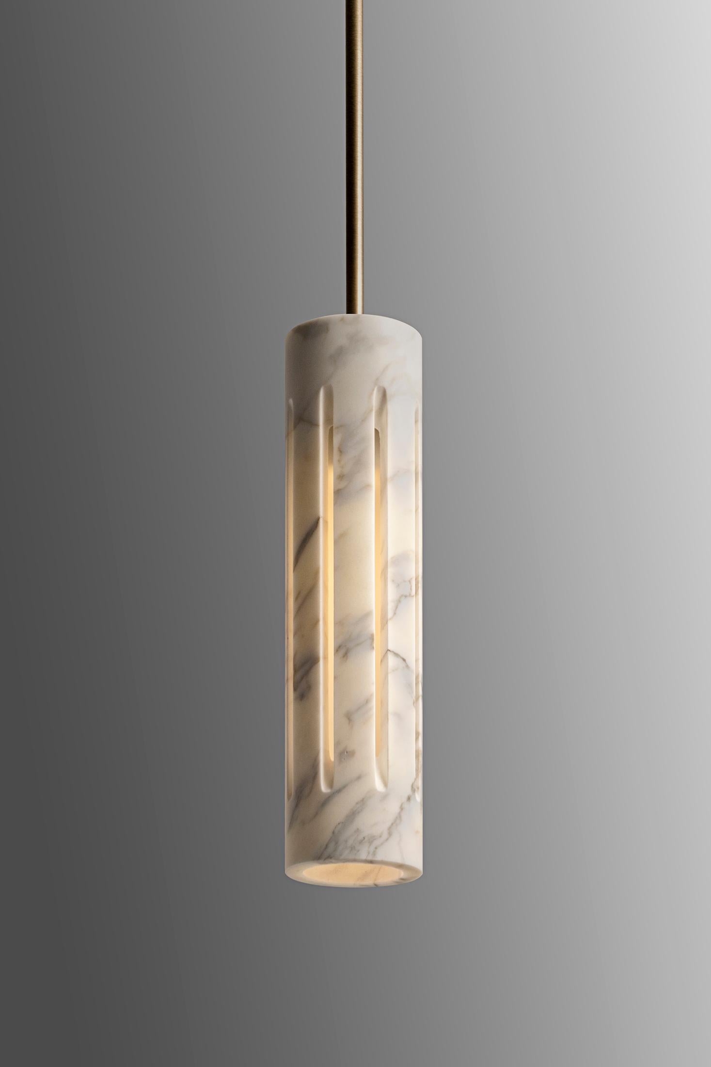 Aura Marble Lantern Pendant Lamp by Etamorph
Dimensions: Ø 50 x D 10 cm.
Materials: Calacata Marble and Black Matter stone.

All our lamps can be wired according to each country. If sold to the USA it will be wired for the USA for instance. Please