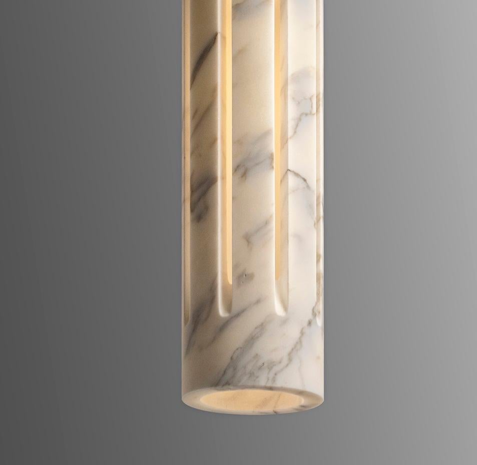 Italian Aura Marble Lantern Pendant Lamp by Etamorph For Sale