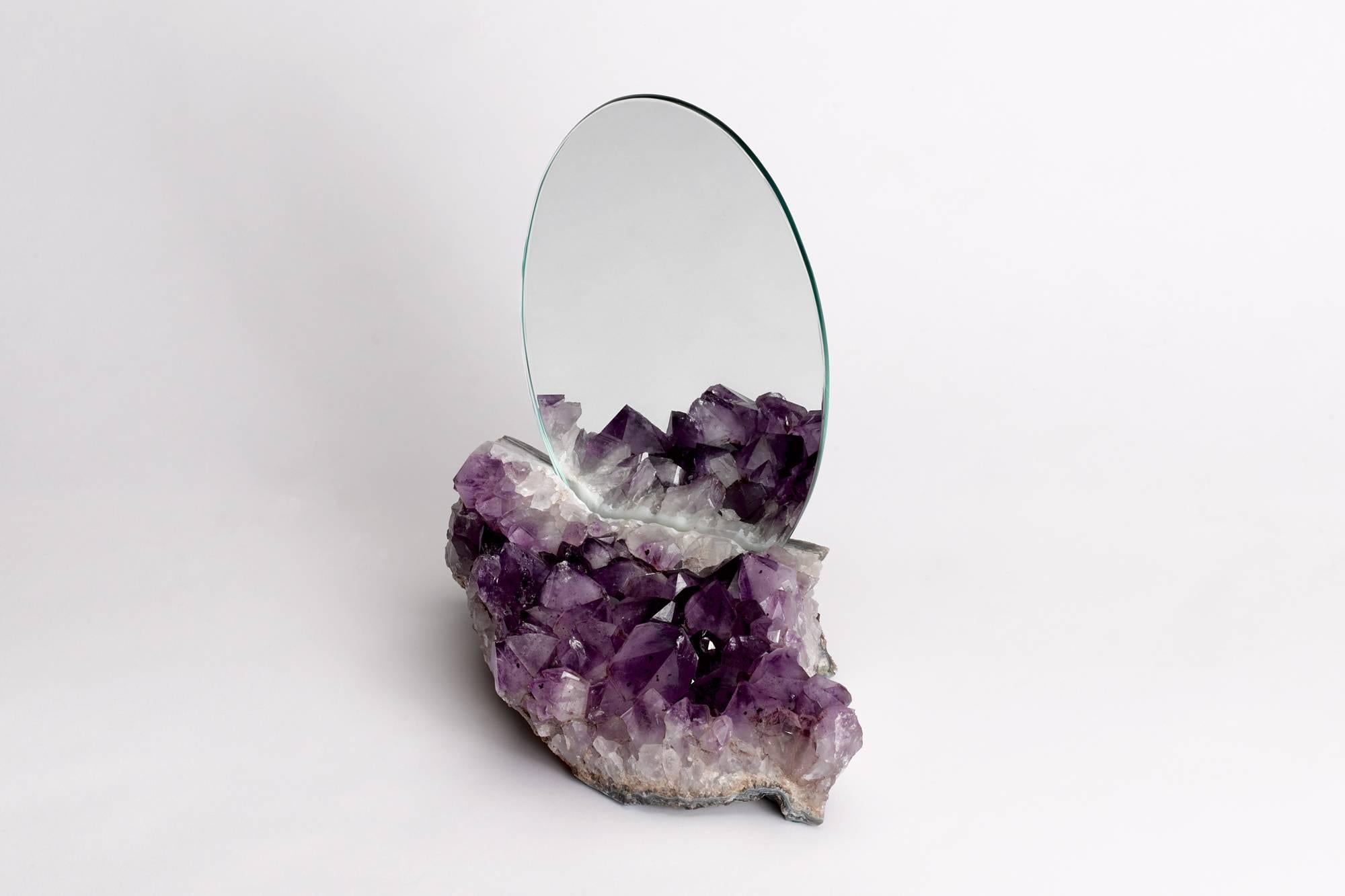 amethyst crystal mirror