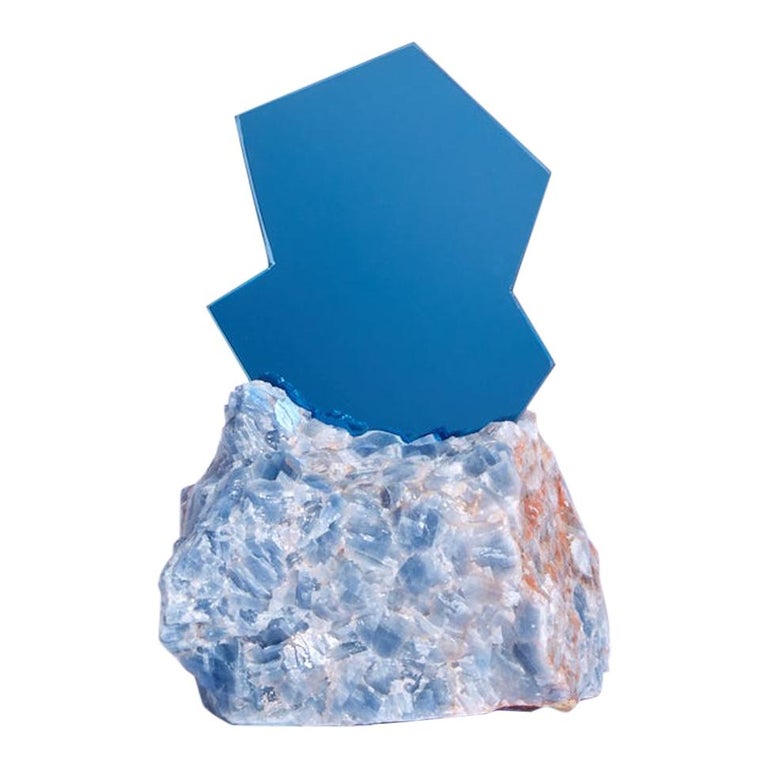 Aura Mirror by Another Human, Contemporary Crystal Vanity Mirror in Blue Calcite For Sale