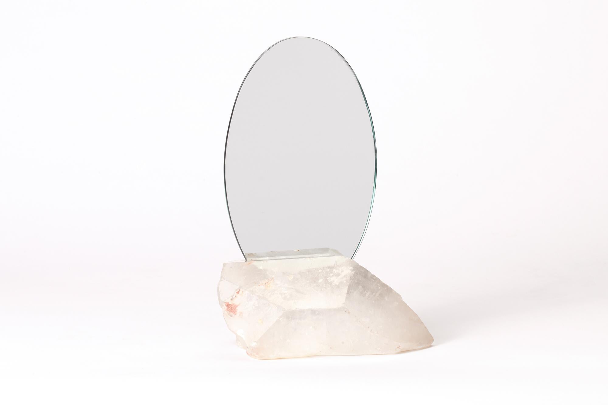 American Aura Mirror by Another Human, Contemporary Crystal Vanity Mirror in Quartz