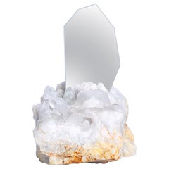 Aura Mirror by Another Human, Contemporary Crystal Vanity Mirror in Quartz