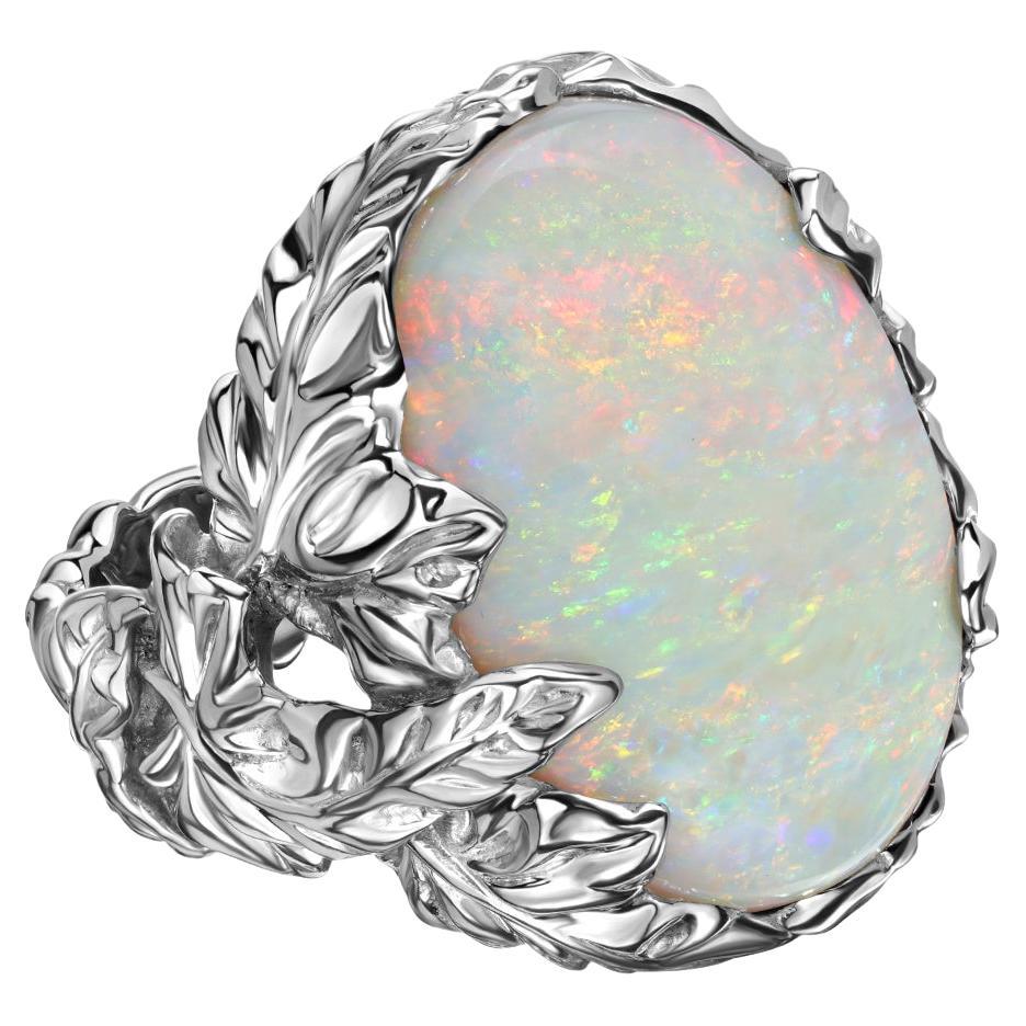 Aura Opal White Gold Ring Australian Fine Sunset Gemstone Alexey Gabilo For Sale