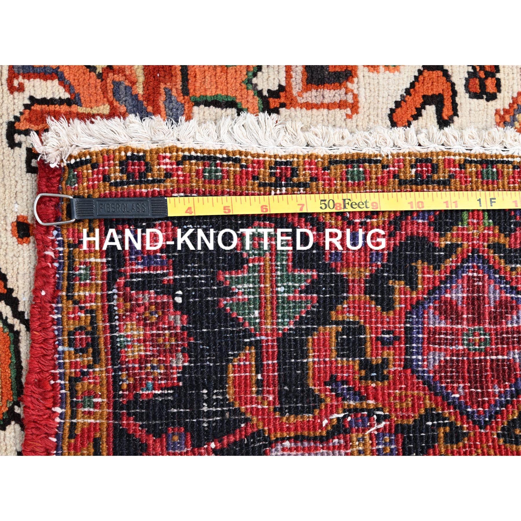 Aura Orange Hand Knotted Evenly Worn Wool Vintage Persian Heriz Clean Abrash Rug For Sale 6
