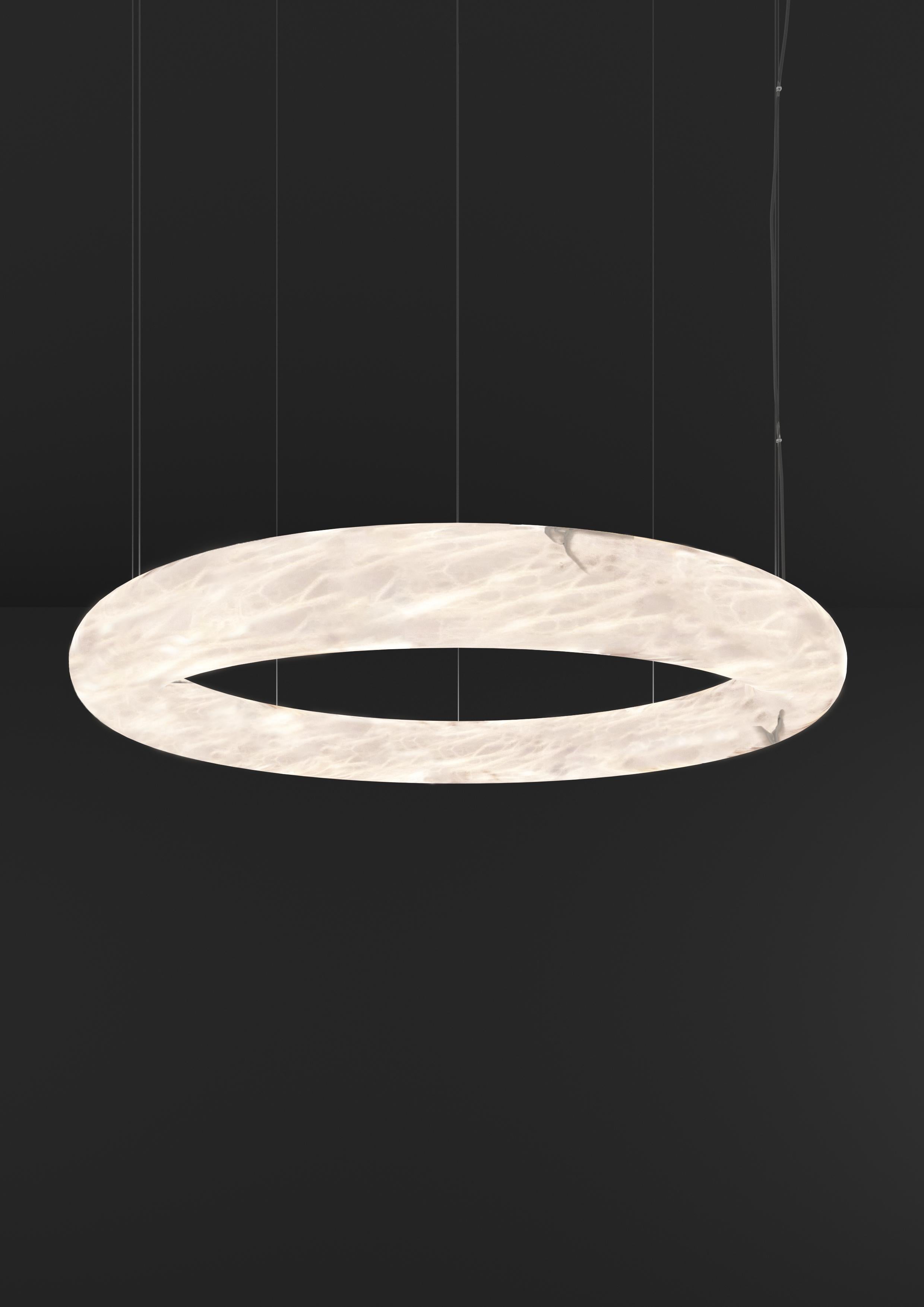 Aura Pendant Light 80 by Alabastro Italiano
Dimensions: Ø 80 x H 8 cm.
Materials: Glass, cable, brushed black metal.
Other finishes available. Please contact us.

2 x Strip LED, 101 Watt 10195 Lumen, 24 V, 3000 K.

All our lamps can be wired