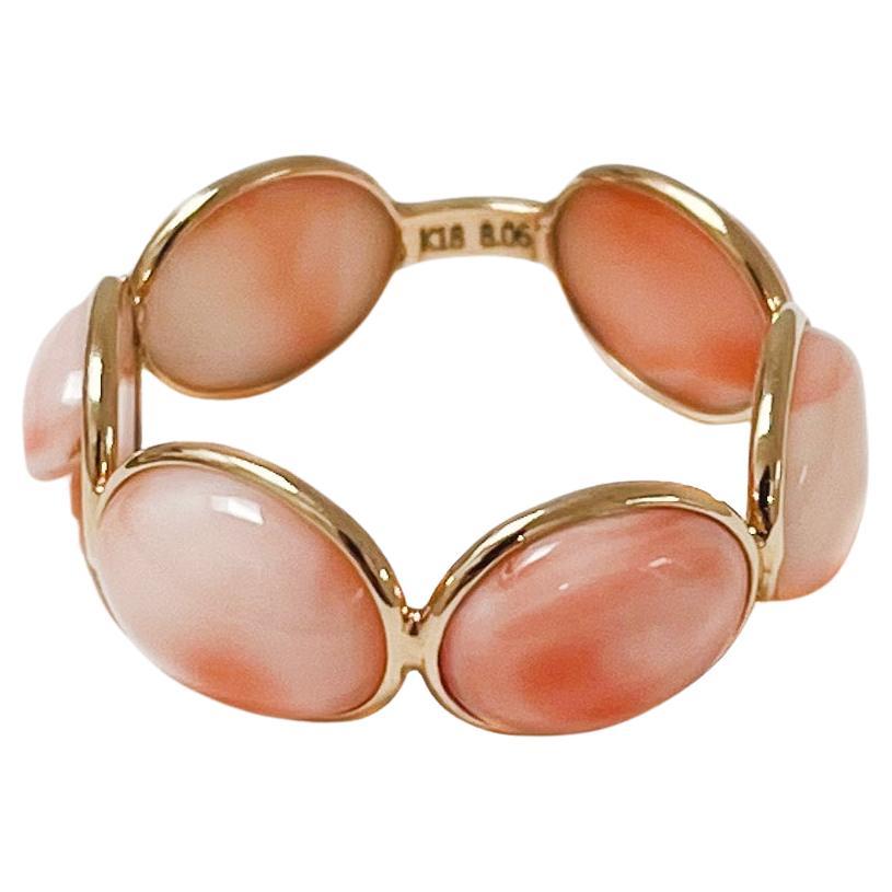 Aura Ring in Coral and 18k Yellow Gold For Sale