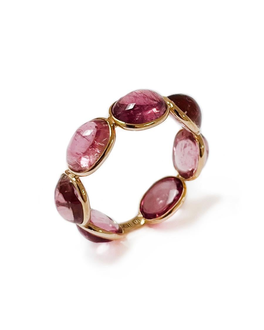 Intention: Stack it on

Dorian's Find: This Aura ring in rubellite is another one of our charming vintage finds. Cheerful and warm, this 18k spectacle set design features large oval cabochon rubellite stones that vary from deep pink to mauve. The