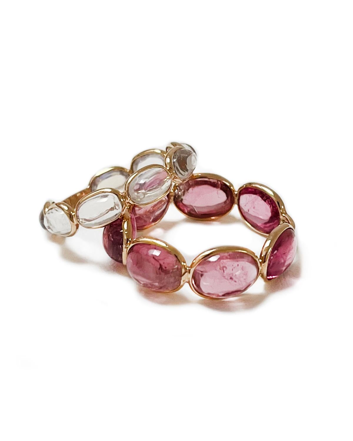 Contemporary Aura Ring in Oval-Cut Rubellite and 18k Yellow Gold For Sale