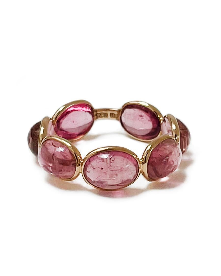Oval Cut Aura Ring in Oval-Cut Rubellite and 18k Yellow Gold For Sale