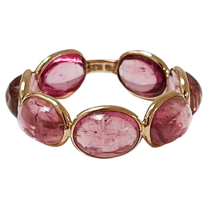 Aura Ring in Oval-Cut Rubellite and 18k Yellow Gold For Sale