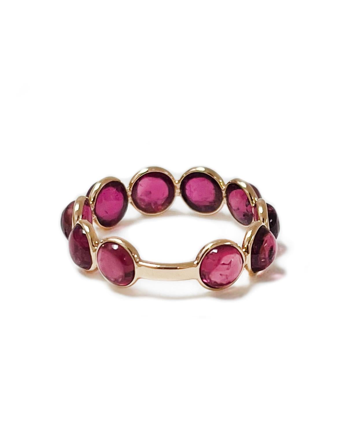 Contemporary Aura Ring in Round-Cut Rubellite and 18k Yellow Gold For Sale