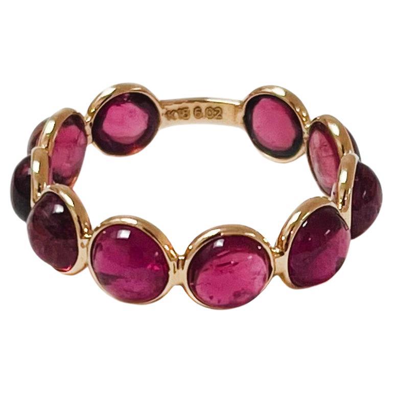 Aura Ring in Round-Cut Rubellite and 18k Yellow Gold For Sale