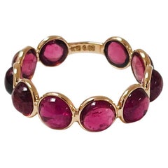 Bague Aura en or jaune 18 carats et rubellite de taille ronde