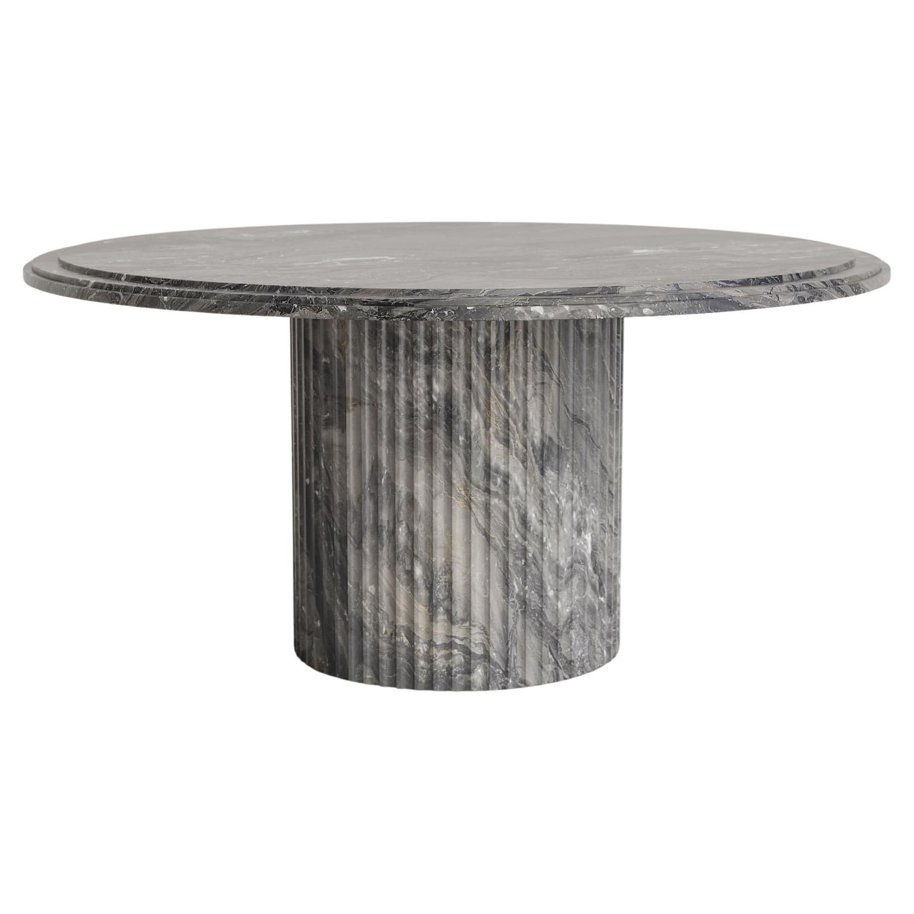 Aura -  Mesa de comedor clásica redonda de mármol Arabescato Grigio Orobico en venta