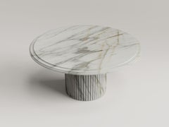 Aura -  Round classical dining table in Calacatta marble