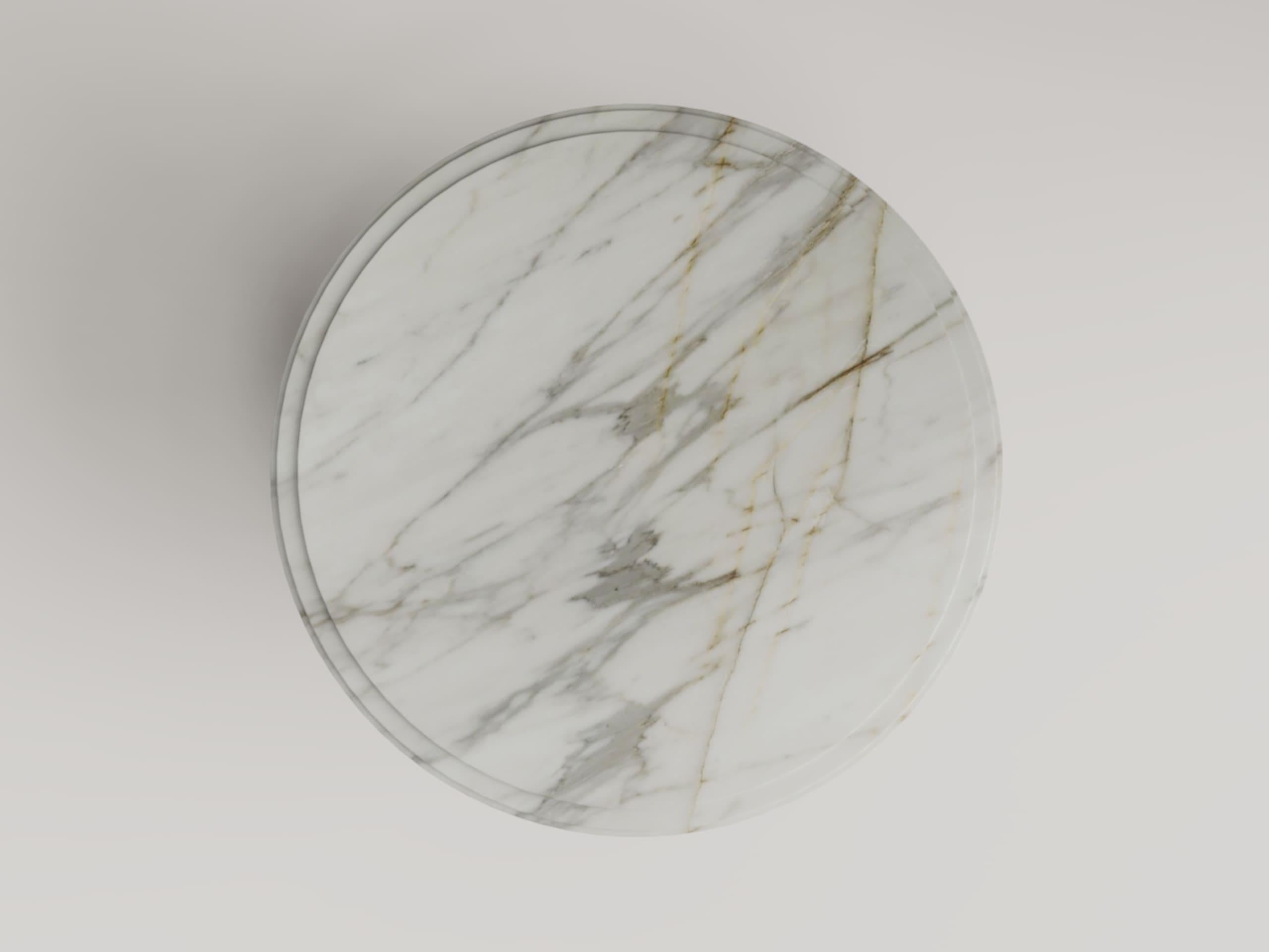 italien Aura -  Table ronde classique en marbre Calacatta en vente