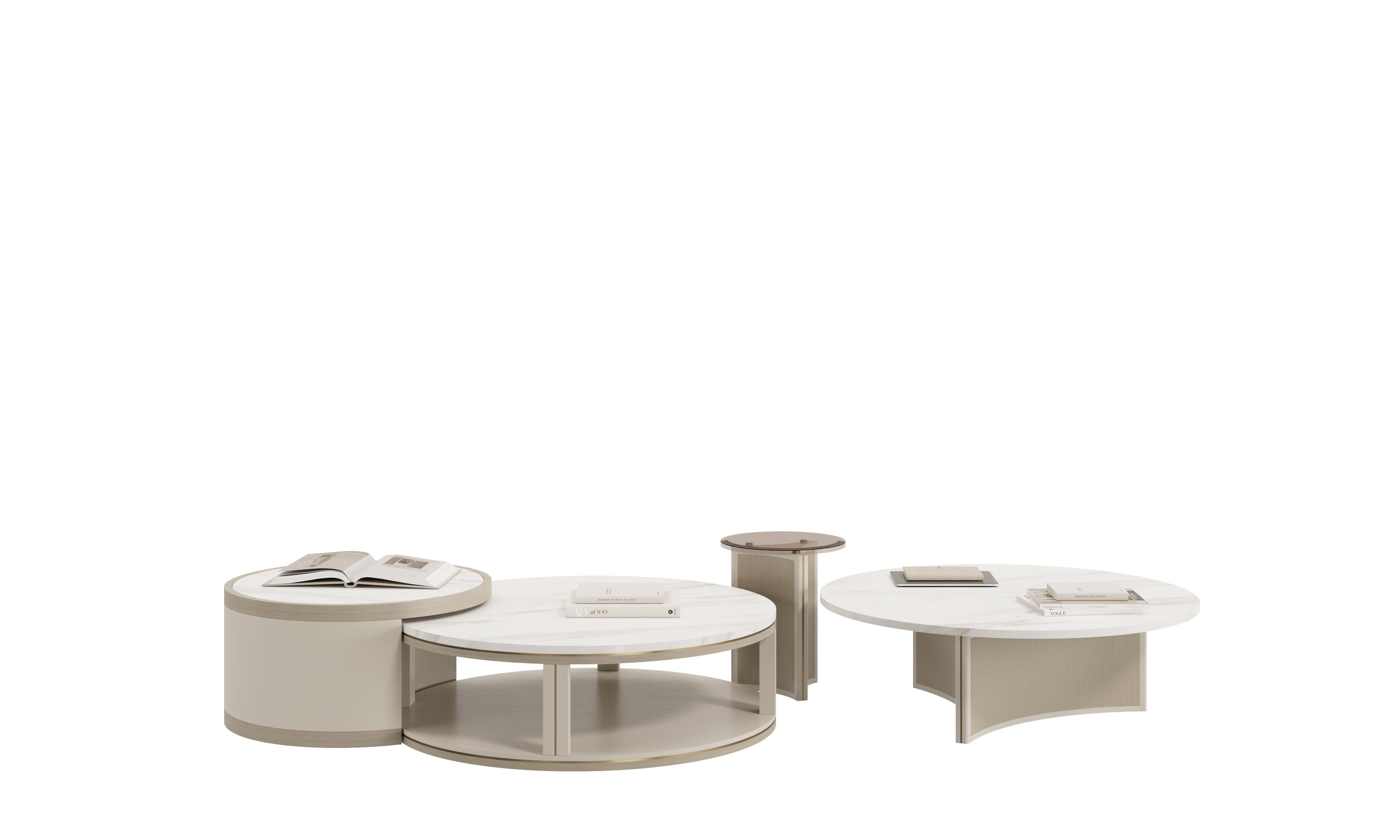 Mesa de centro moderna redonda AURA Latón en venta