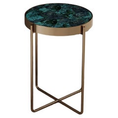 Aura Side Table of Gemstone and Brass, Made in Italy