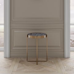 Aura Side Table of Gemstone Wild-Light and Brass, Made in Italy