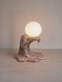 Aua Unique Table Lamp in Pink Marble & Aluminum by Andres Monnier
