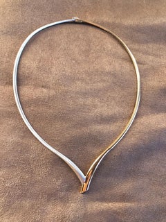 AURAFIN 14K Two Tone Gold Polished & Satin Necklace, 17 Inches, Italy