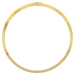Aurafin 14K Gelbgold 15,5" 6mm polierte flache Omega-Gliederhalskette Halskette