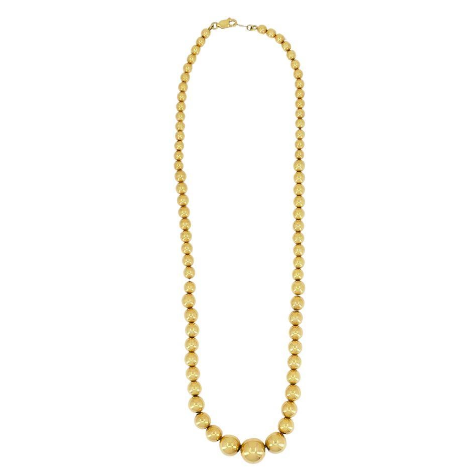 Aurafin 18k Gold Graduated Bead Necklace In Good Condition For Sale In Beverly Hills, CA