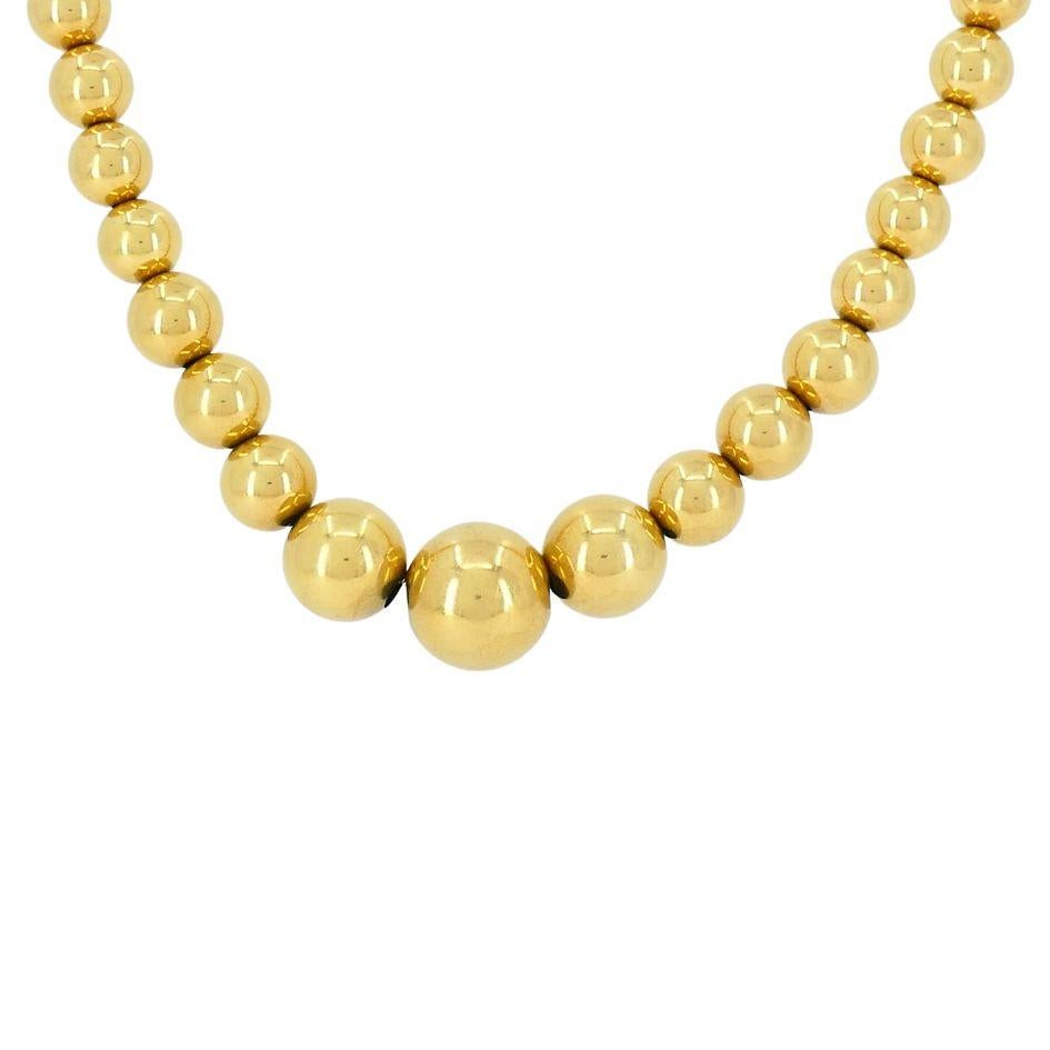 Aurafin 18k Gold Graduated Bead Necklace For Sale 1