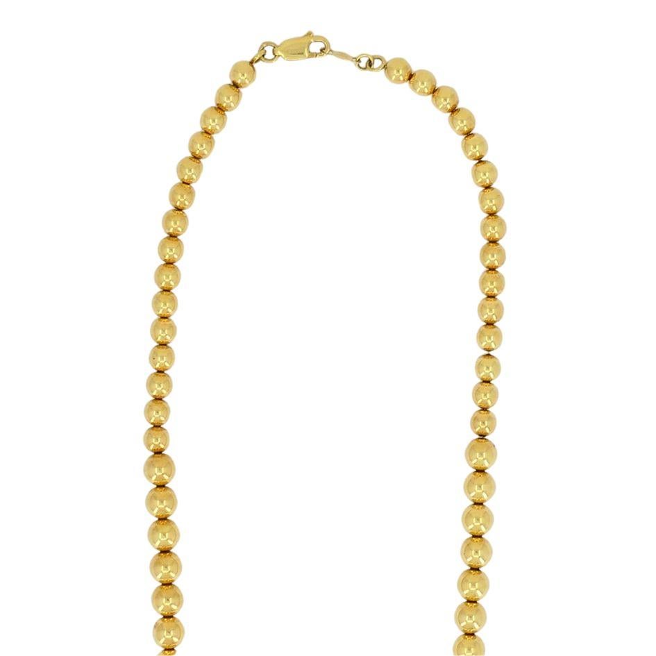 Aurafin 18k Gold Graduated Bead Necklace For Sale 2