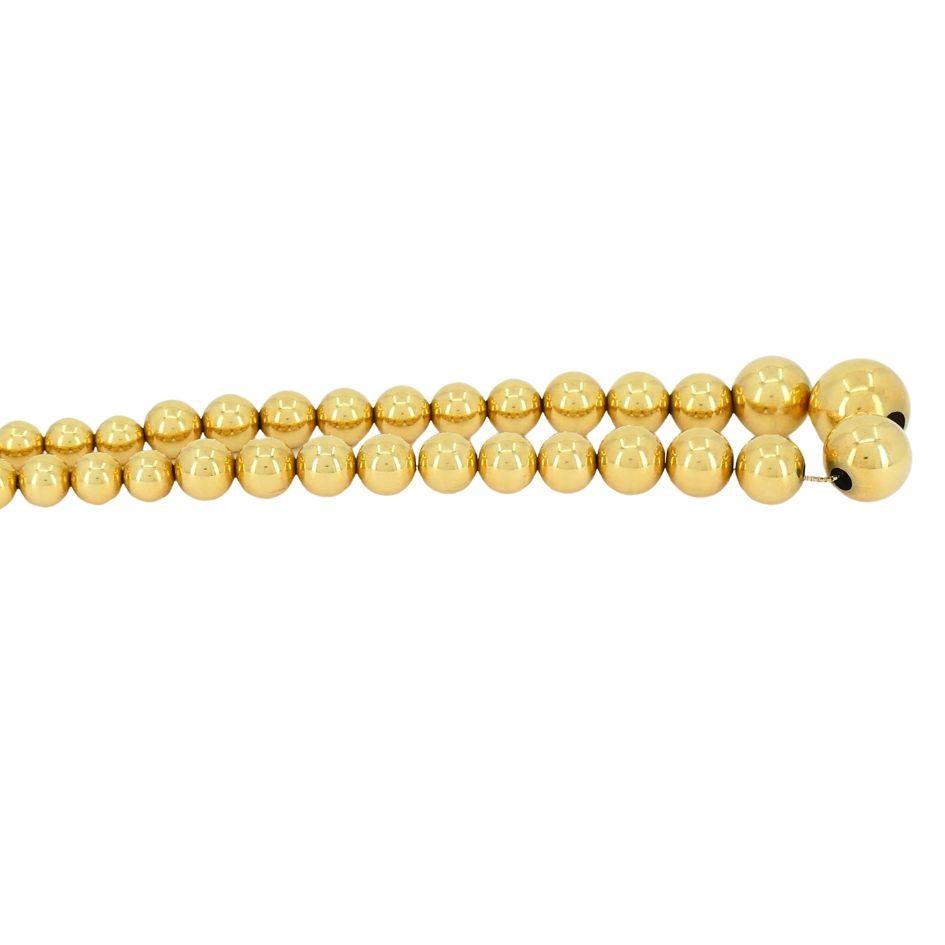 Aurafin 18k Gold Graduated Bead Necklace For Sale 3