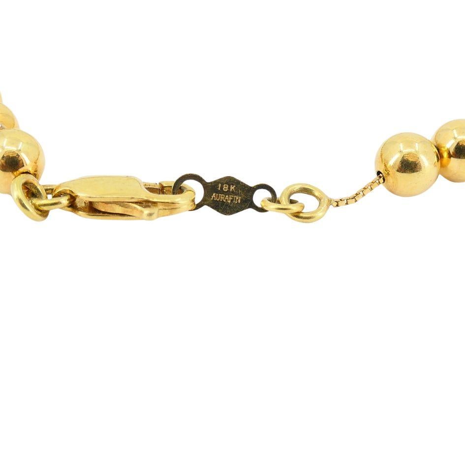 Aurafin 18k Gold Graduated Bead Necklace For Sale 5