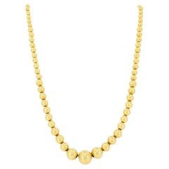 Aurafin 18k Gold Graduated Bead Necklace