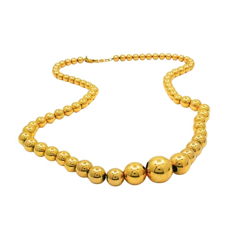 Aurafin 18k Gelbgold abgestufte Perlenkette Damen im Angebot