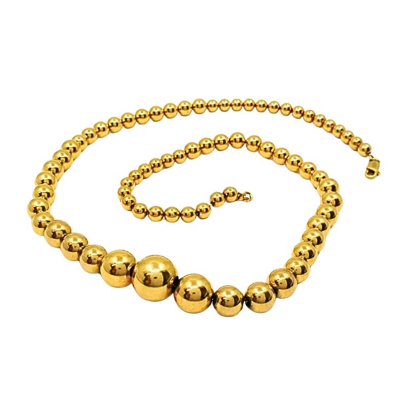 Aurafin 18k Gelbgold abgestufte Perlenkette im Angebot 2