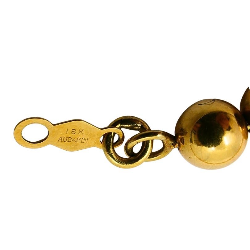 Aurafin 18k Gelbgold abgestufte Perlenkette im Angebot 3