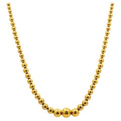 Aurafin 18k Yellow Gold Graduated Bead Necklace