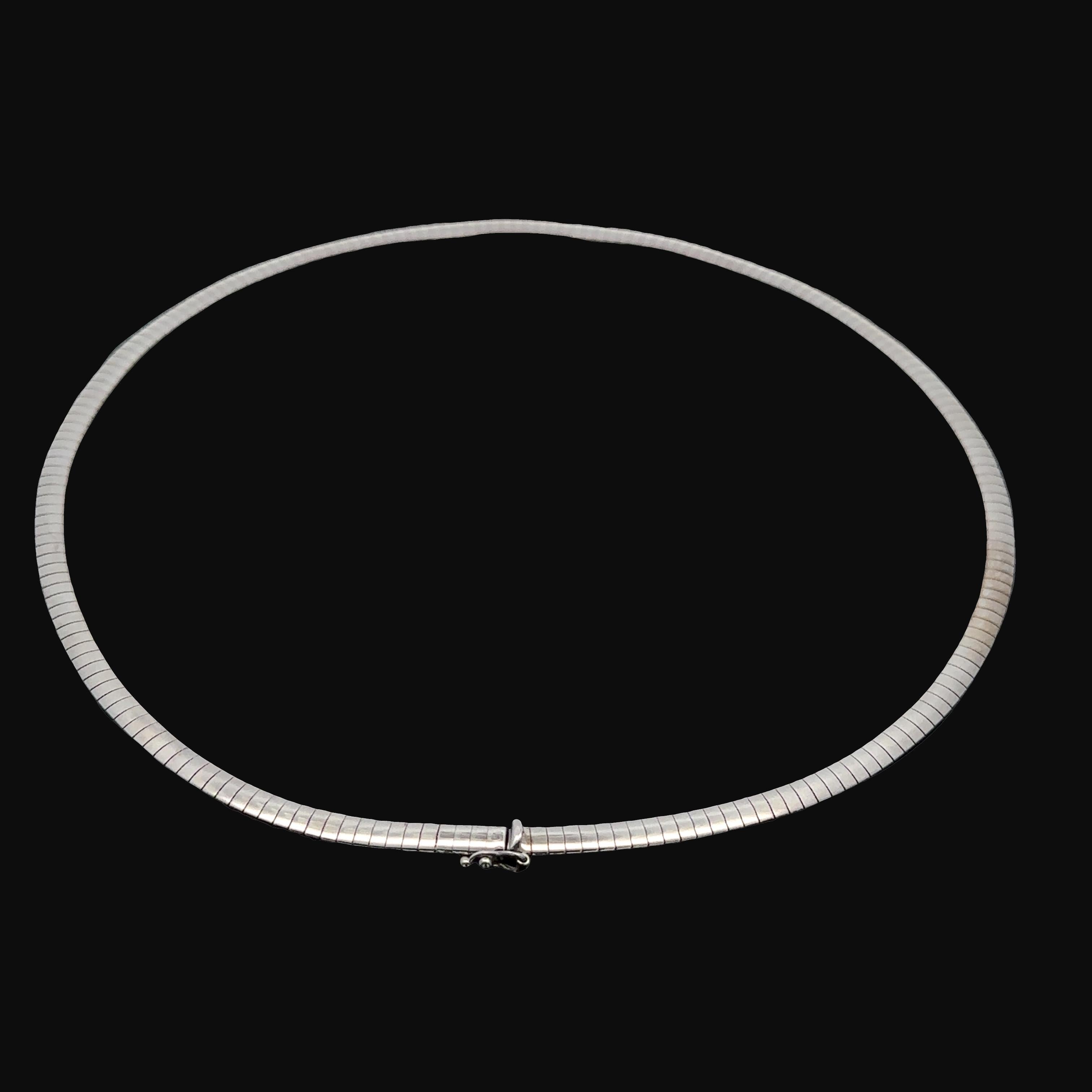 AuraFIN Collana a catena Omega classica lucida in oro bianco 14k da 16