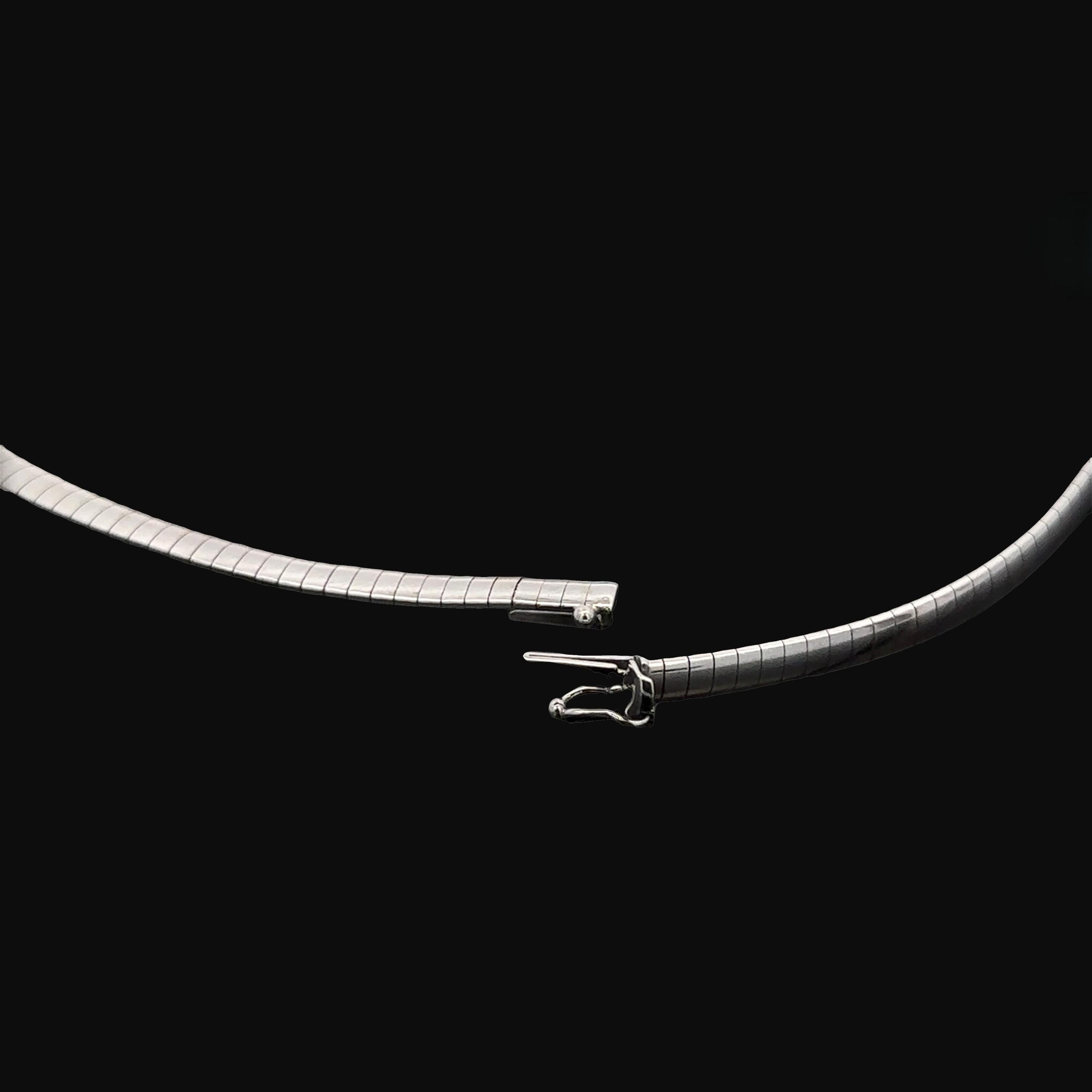 AuraFIN Collana a catena Omega classica lucida in oro bianco 14k da 16