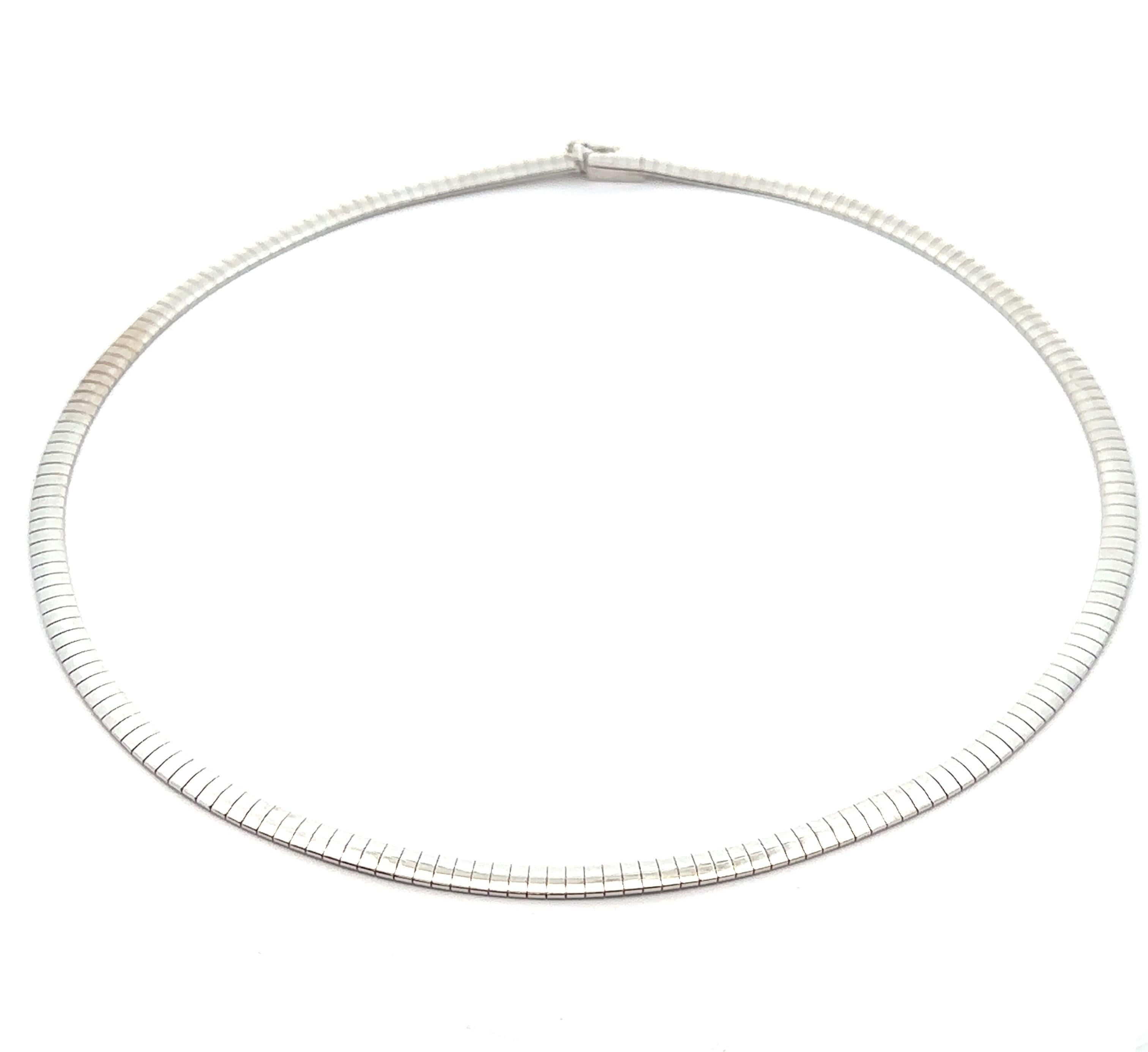 AuraFIN Collana a catena Omega classica lucida in oro bianco 14k da 16