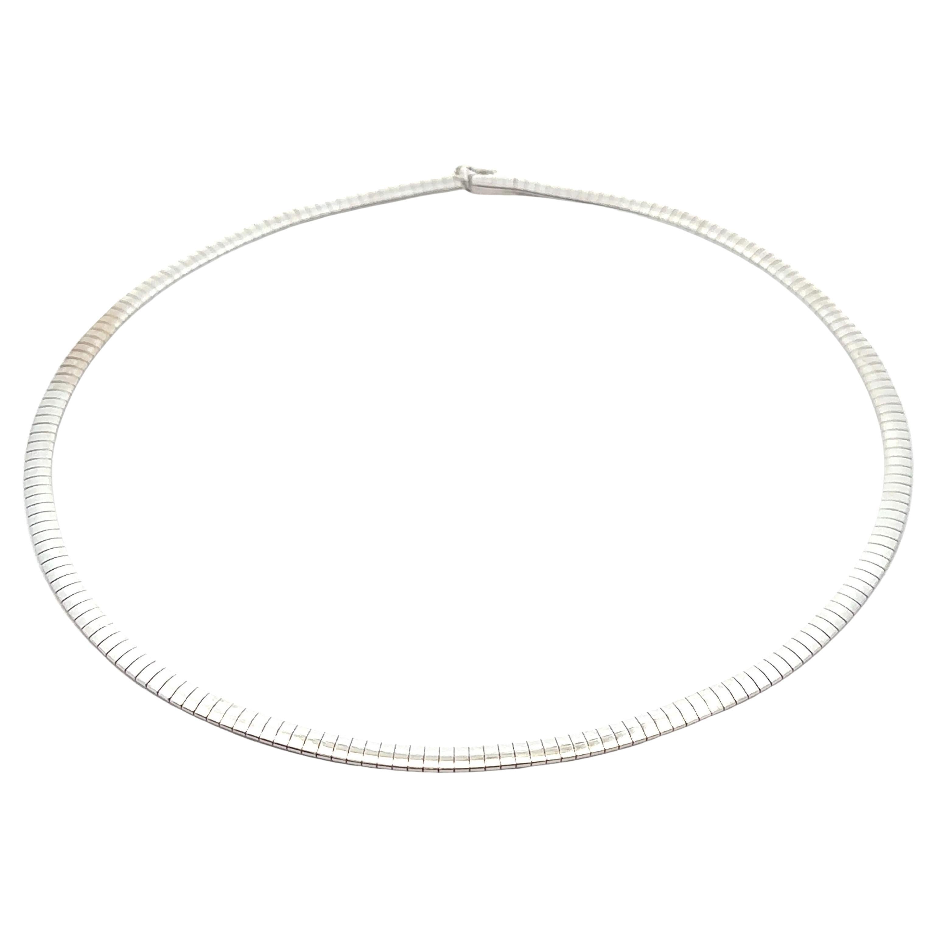 AURAFIN Italian 14k White Gold 16" Polished Classic Omega Link Necklace