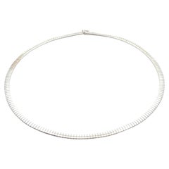 Aurafin Italian 14k White Gold 16" Polished Classic Omega Link Chain Necklace