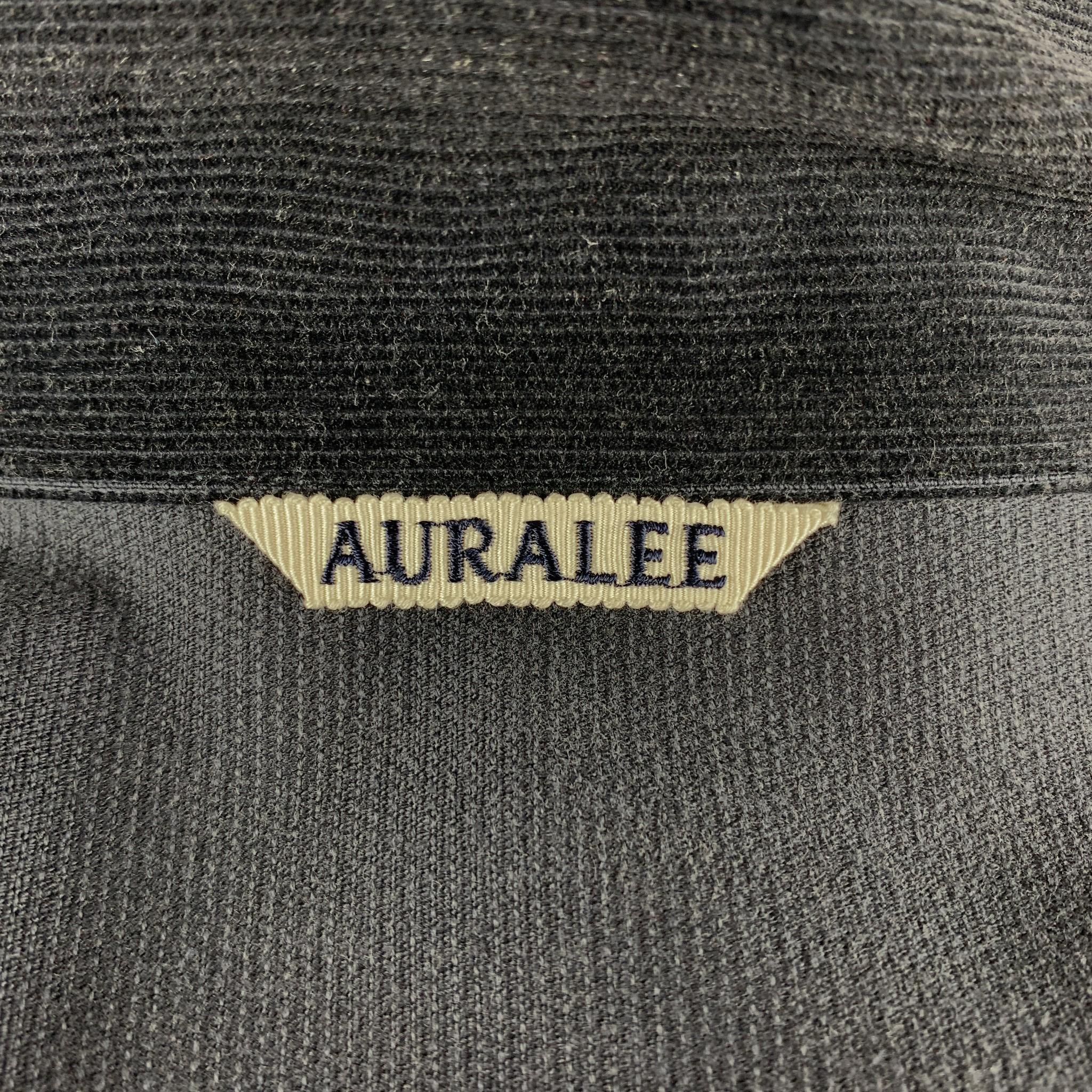 Black AURALEE Size L Charcoal Corduroy Open Front Patch Pocket Jacket