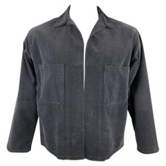 AURALEE Size L Charcoal Corduroy Open Front Patch Pocket Jacket
