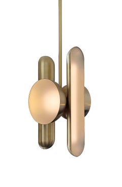 Pendentif Aurata sculptural en laiton et verre dépoli de Jan Garncarek