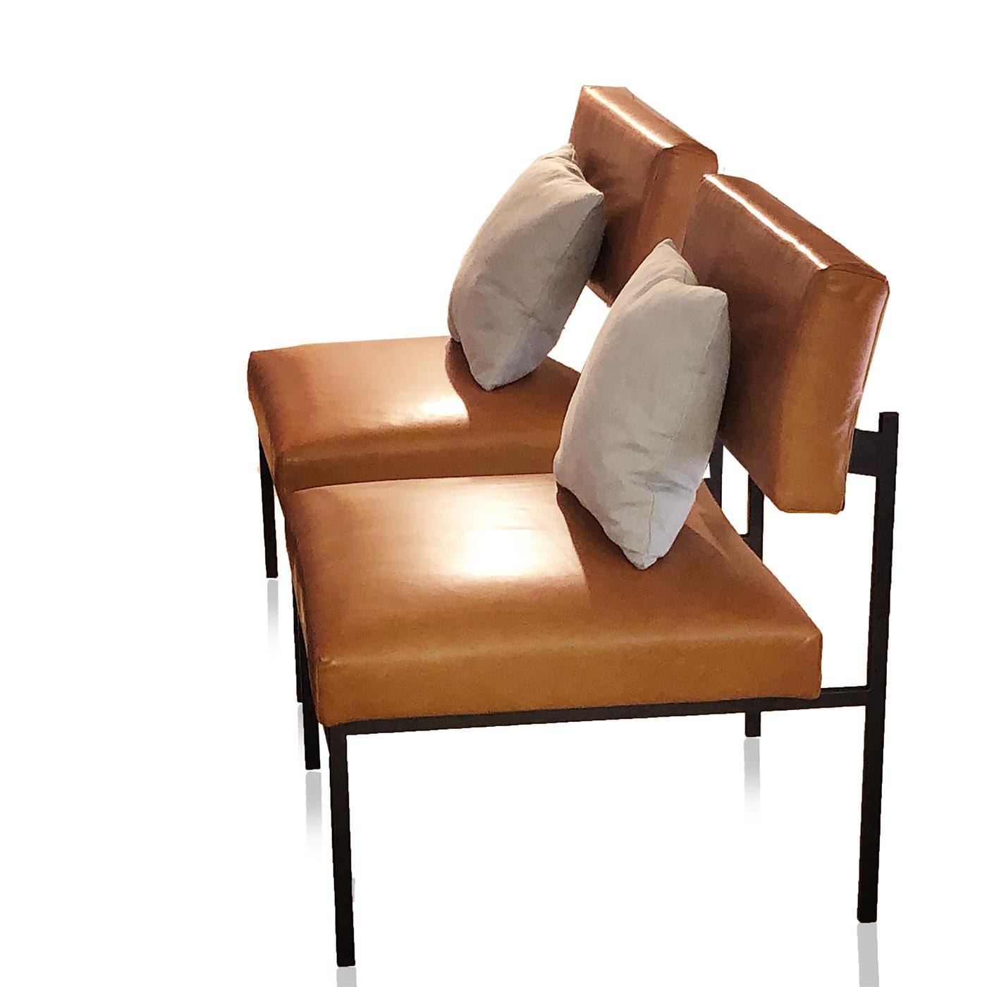 With its 50s retro appeal, the Aurea Brown Leather Armchair by CtrlZak and Davide Barzaghi is designed with bold lines and an ultra chic appearance. This bestseller to restaurants and hotels is the height of comfort and it’s plush cushioning with
