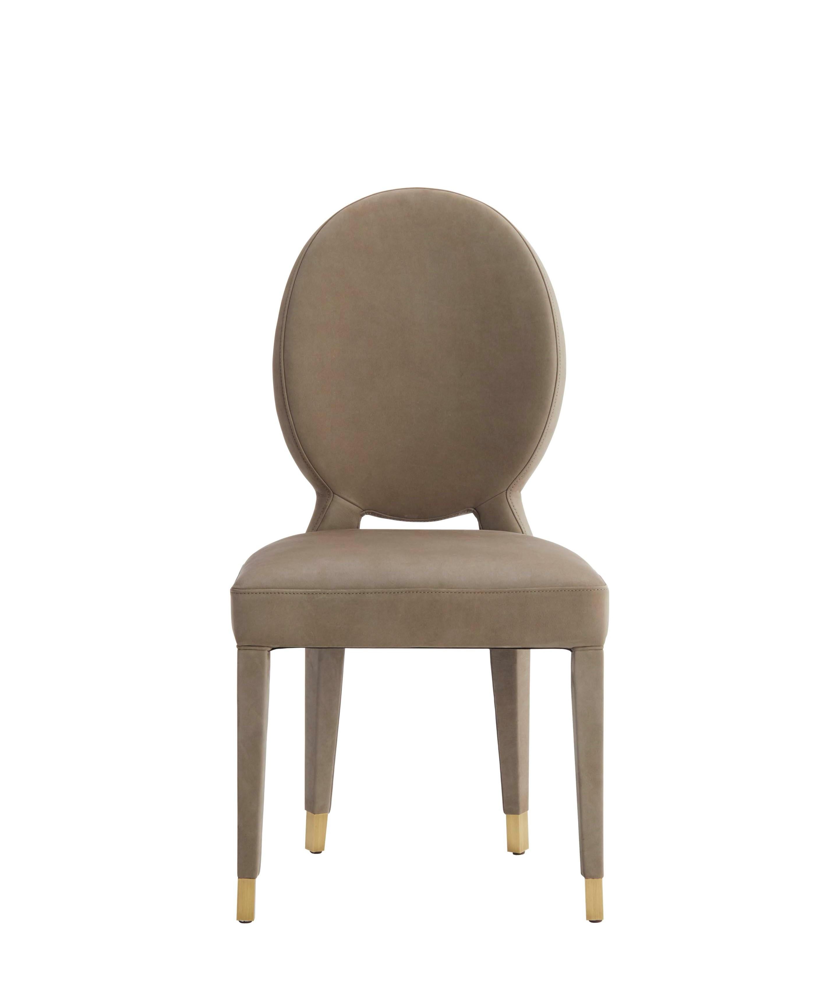 Modern AUREA dining chair in Natural Leather For Sale