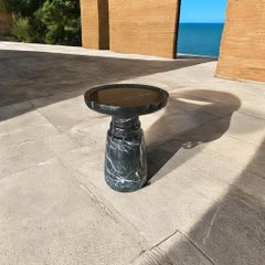 AUREA Side Table, Black Marquita Marble Stone Modern Accent Table, End Table