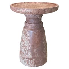 AUREA SIDE TABLE - Natural Stone Red Travertine Round, Modern, New Coffee Table