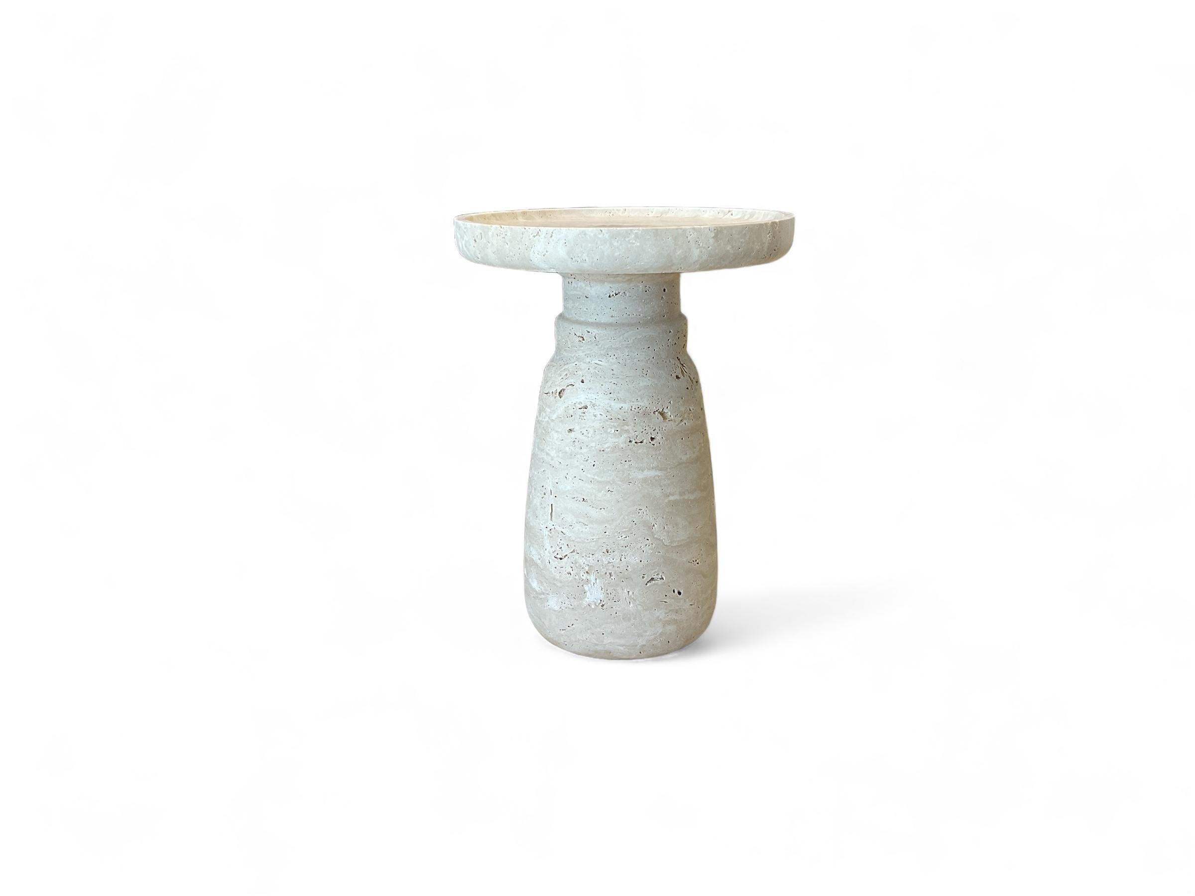 Modern AUREA Side Table, Travertine Stone Bespoke Accent Table, End Table, Coffee Table For Sale